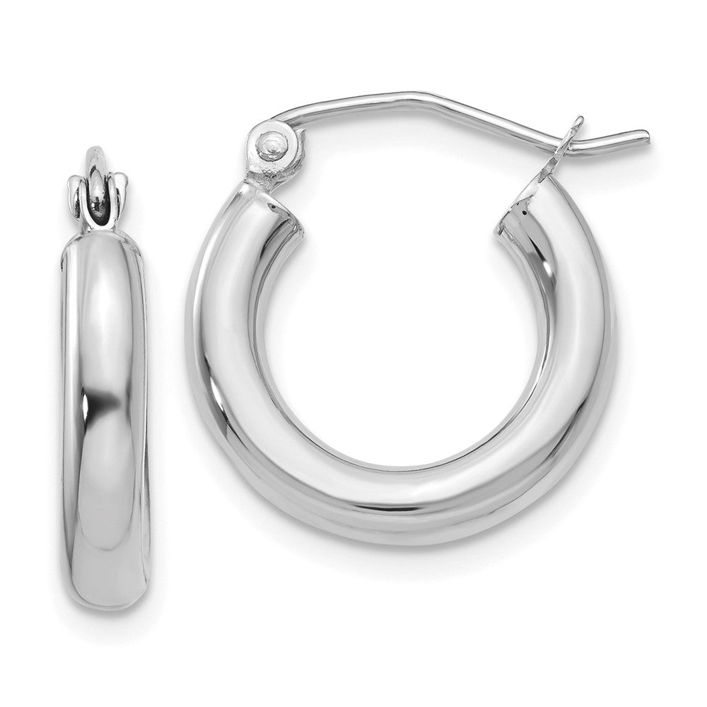 Polished;Hollow;Hinged post;10K White gold