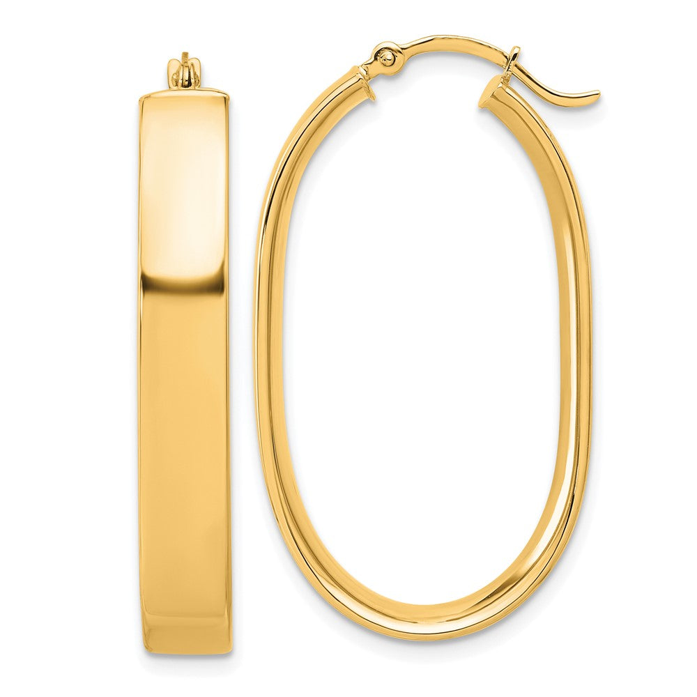 10k Polished Oval Hoop Earrings