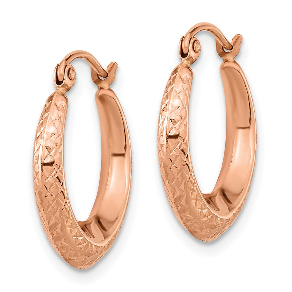 10K Rose Gold Textured Hollow Hoop Earrings