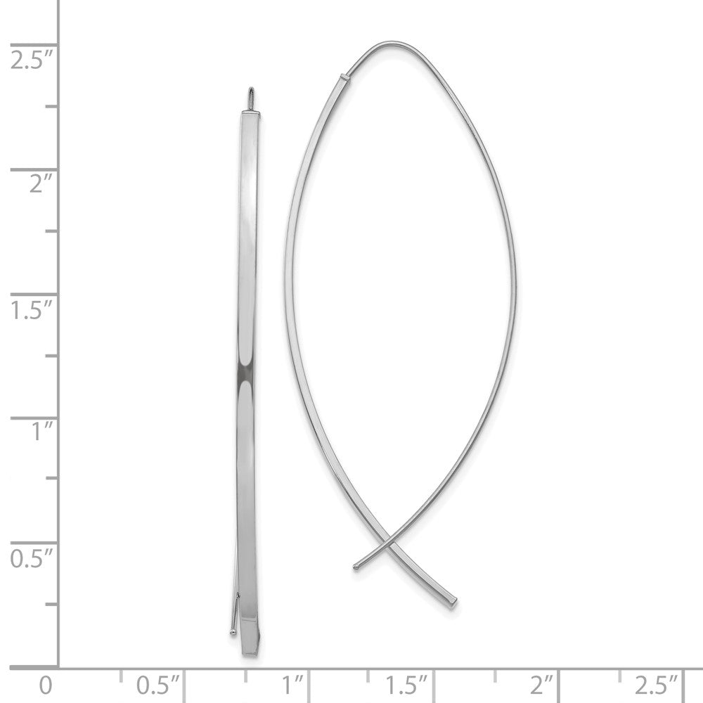10k 1.75mm Square Tube White Gold Wire Threader Earrings