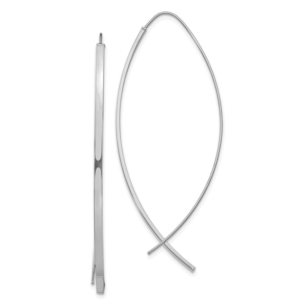 10k 1.75mm Square Tube White Gold Wire Threader Earrings