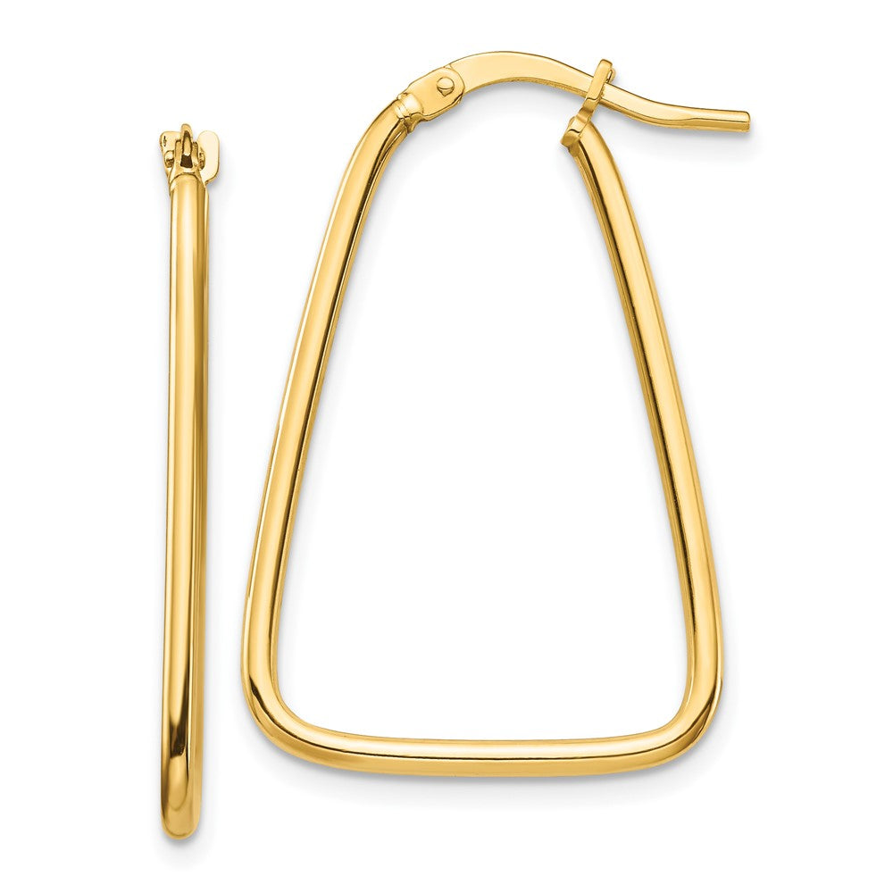 10k 1.5mm Polished Triangle Dangle Hoop Earrings