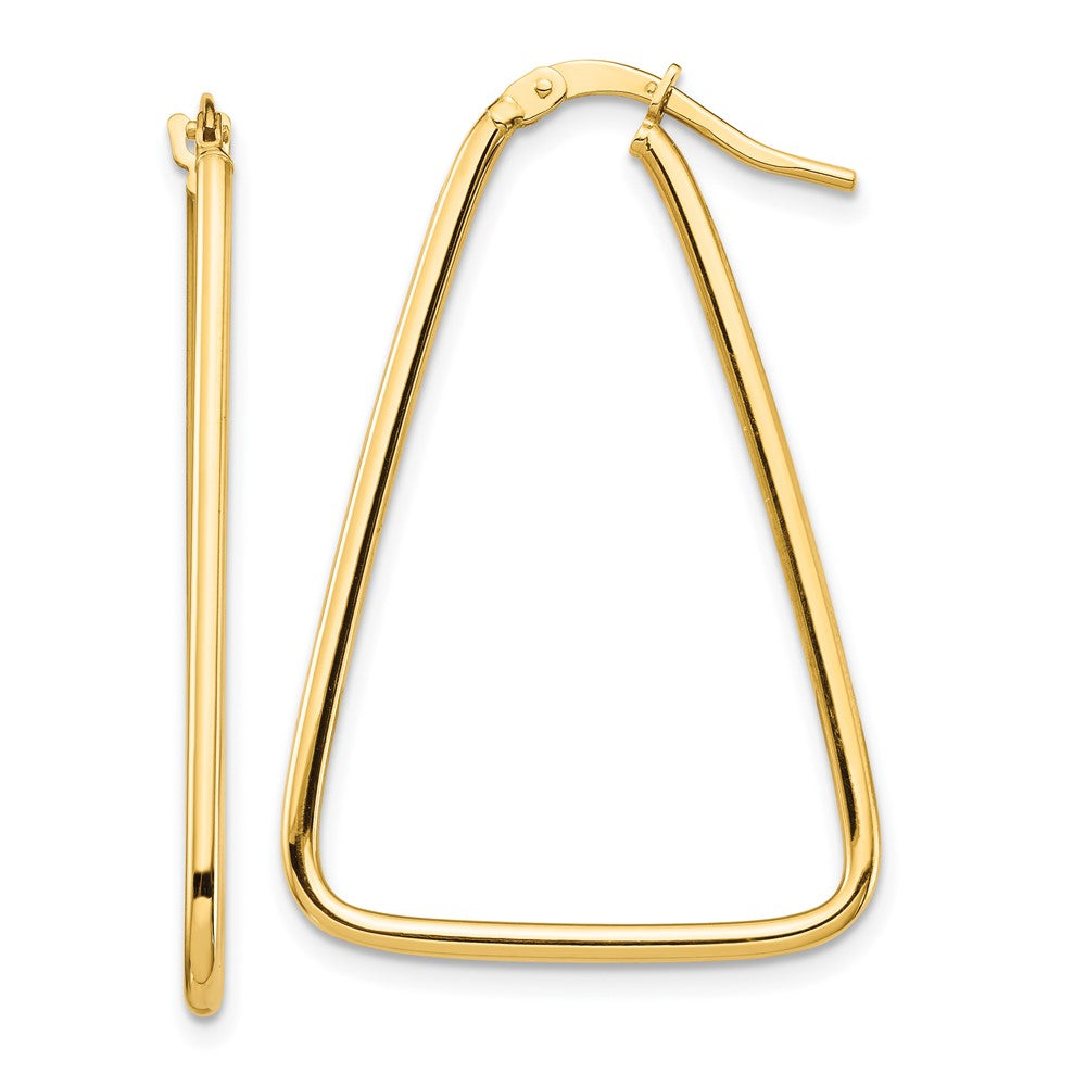10k 1.5mm Polished Triangle Dangle Hoop Earrings