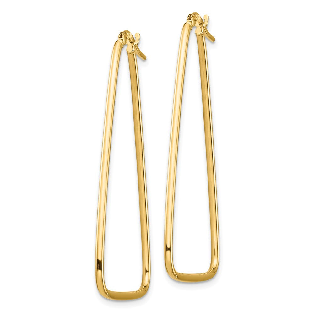 10k 1.5mm Polished Large Triangle Dangle Hoop Earrings