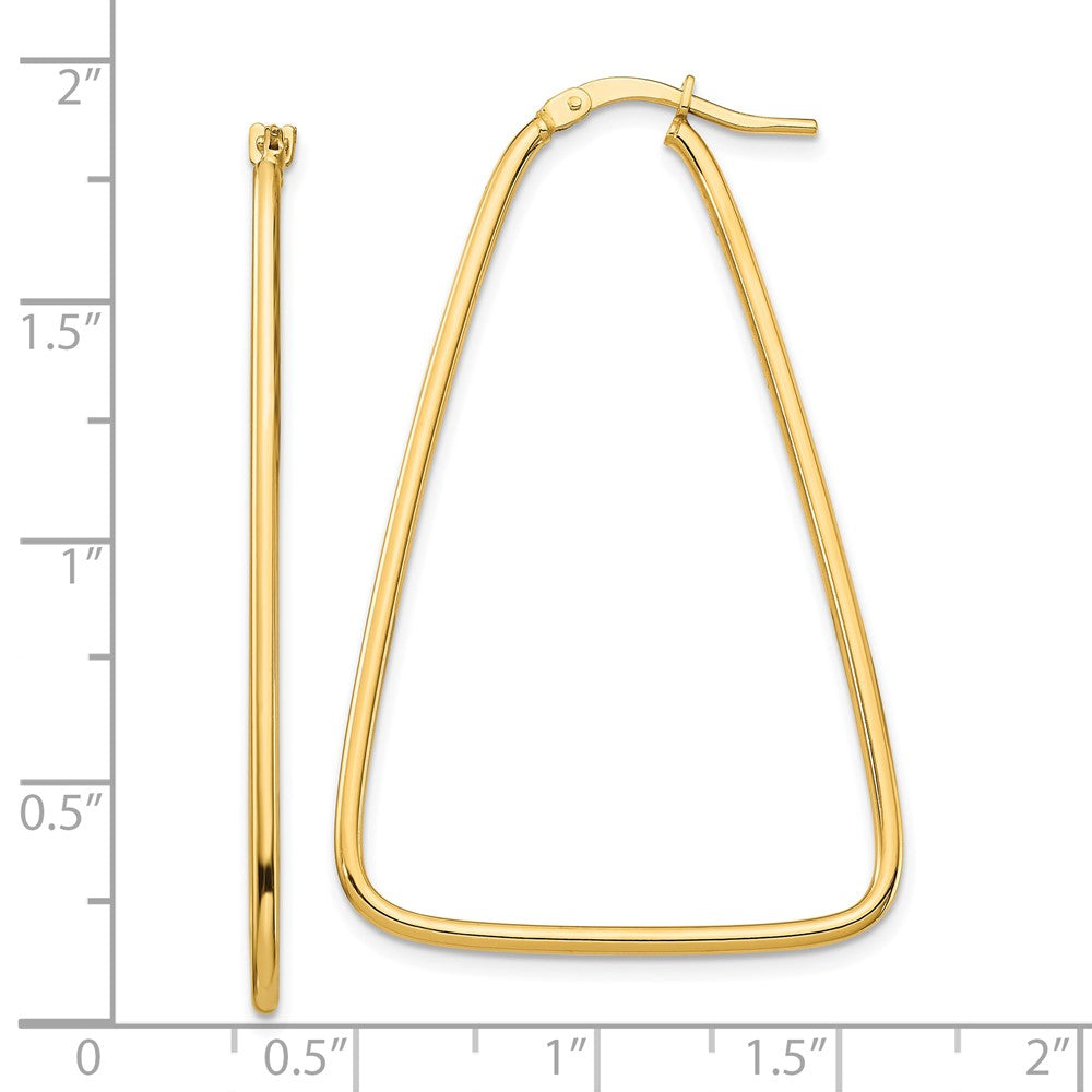 10k 1.5mm Polished Large Triangle Dangle Hoop Earrings