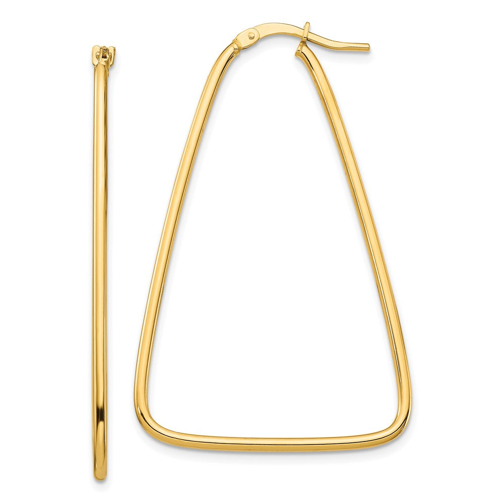 10k 1.5mm Polished Large Triangle Dangle Hoop Earrings