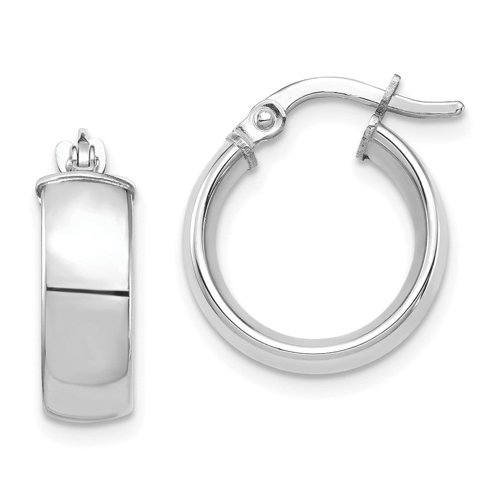 10k White Gold High Polished 5mm Hoop Earrings