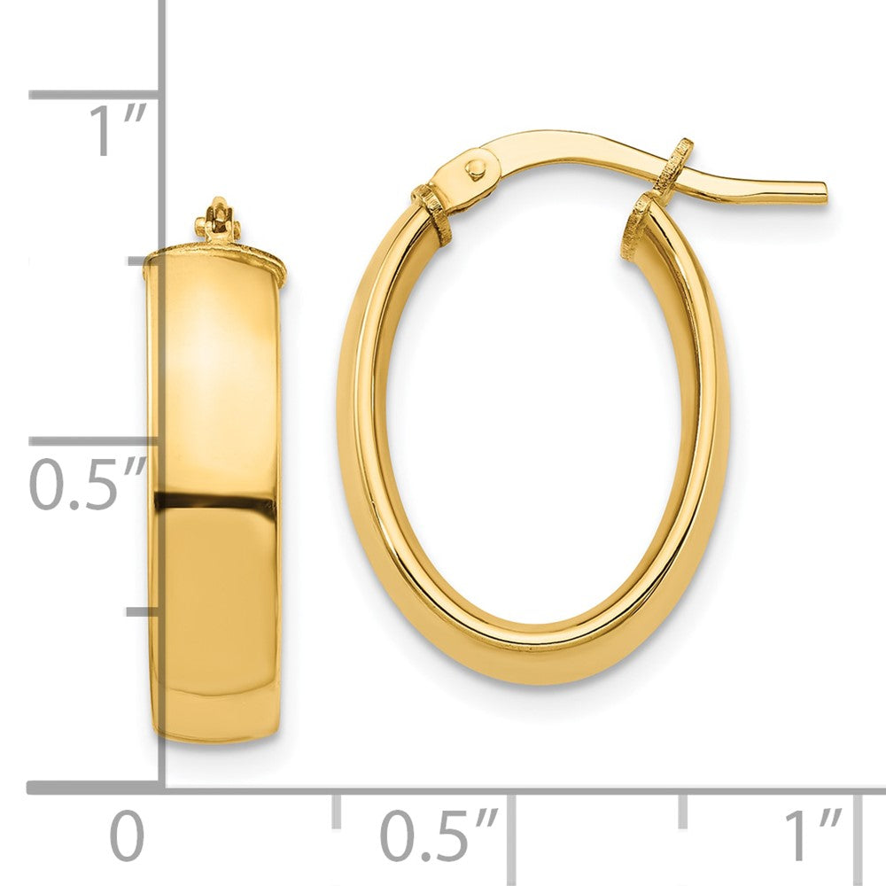 10k High Polished 5mm Oval Hoop Earrings