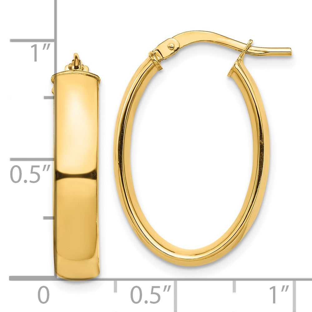 10k High Polished 5mm Oval Hoop Earrings
