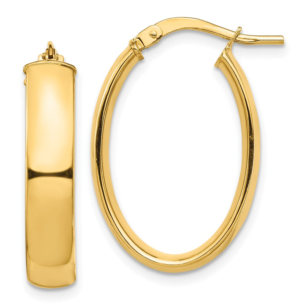 10k High Polished 5mm Oval Hoop Earrings