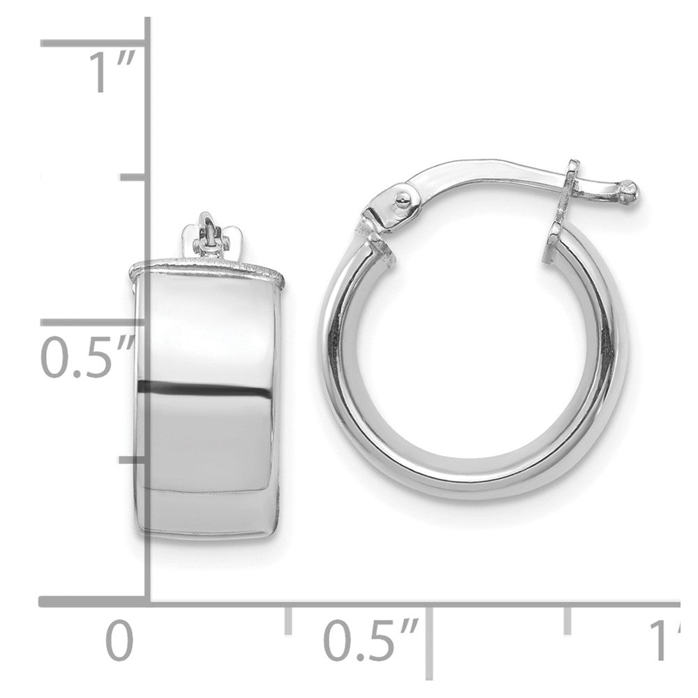 10k White Gold High Polished 7mm Hoop Earrings