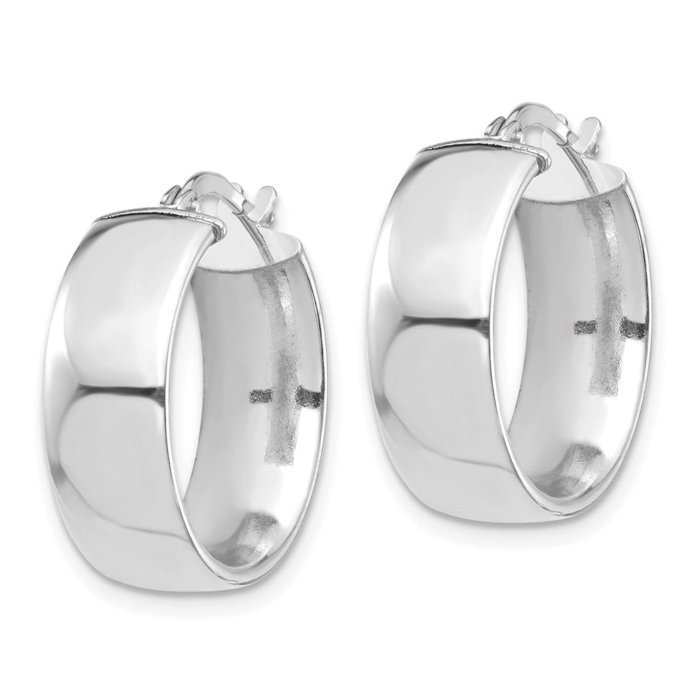 10k White Gold High Polished 7mm Hoop Earrings