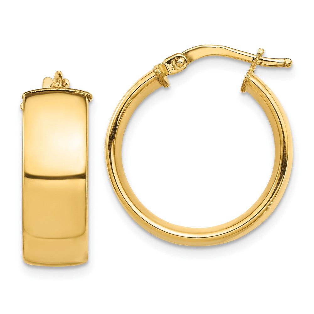 10k High Polished 7mm Hoop Earrings