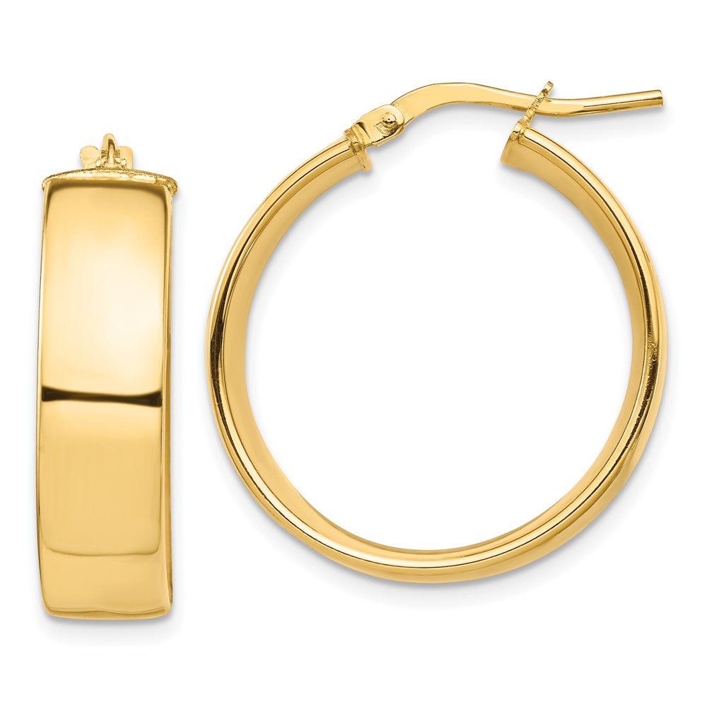 10k High Polished 7mm Hoop Earrings