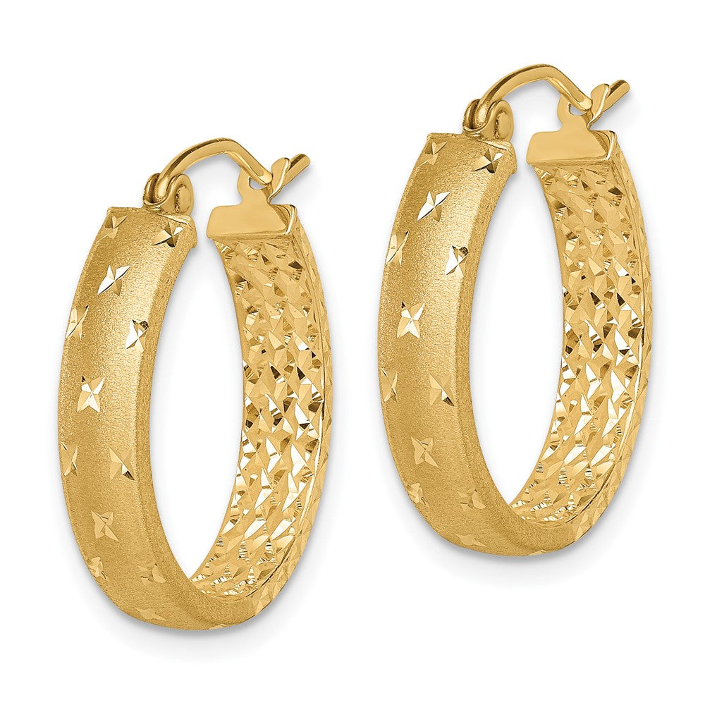 10k Polished Diamond-cut In/Out Hoop Earrings