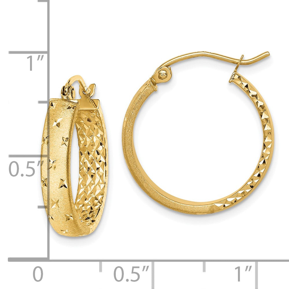 10k Polished Diamond-cut In/Out Hoop Earrings