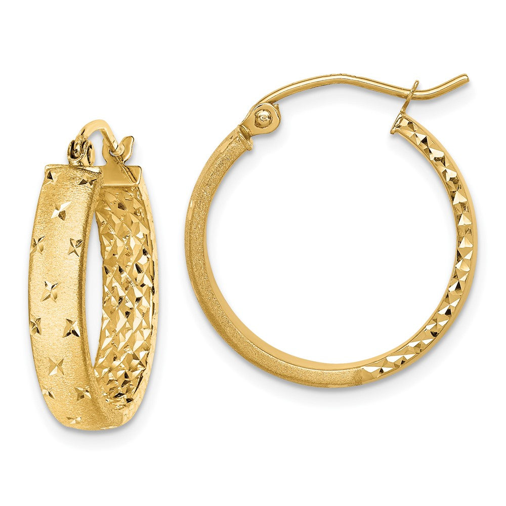 10k Polished Diamond-cut In/Out Hoop Earrings