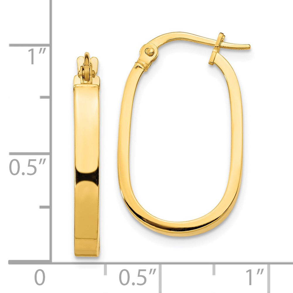 10K 3x2mm Oval Hoop Earrings
