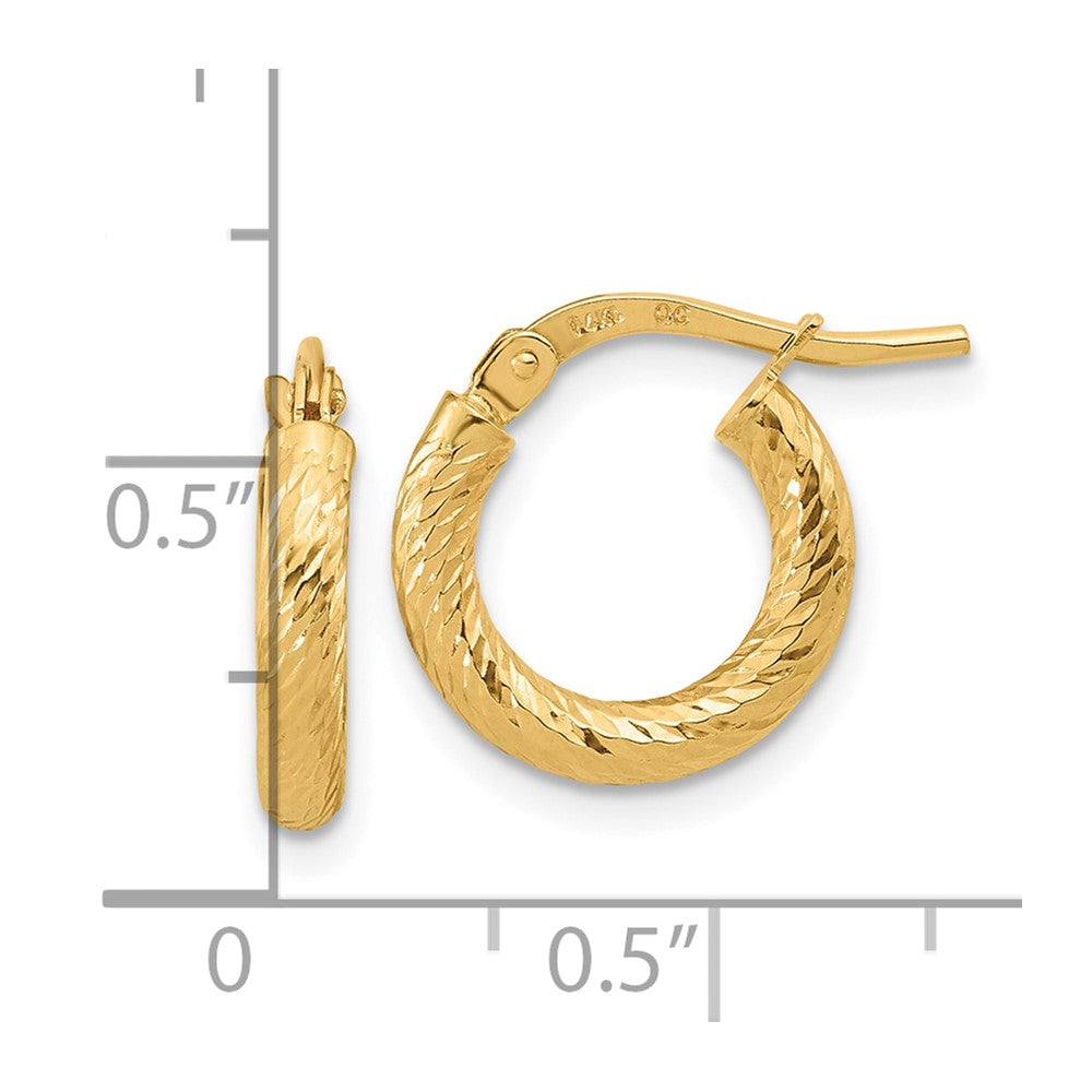 10k Polished and Diamond-cut 2.4mm Hoop Earrings