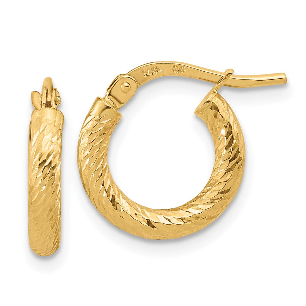 10k Polished and Diamond-cut 2.4mm Hoop Earrings