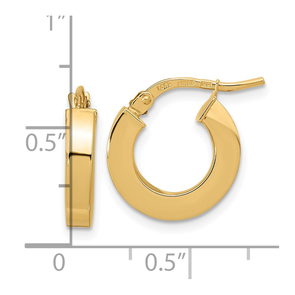 10k Polished 3mm Square Tube Hoop Earrings