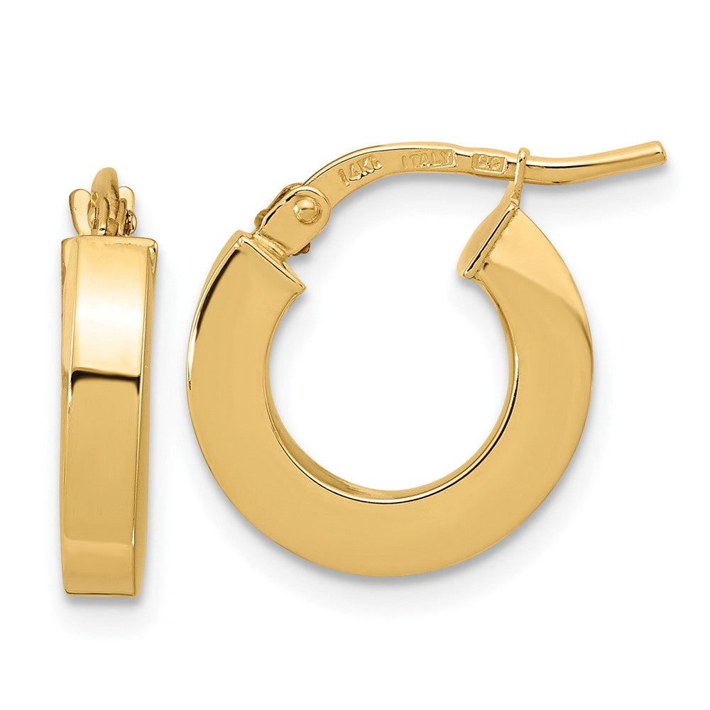 10k Polished 3mm Square Tube Hoop Earrings