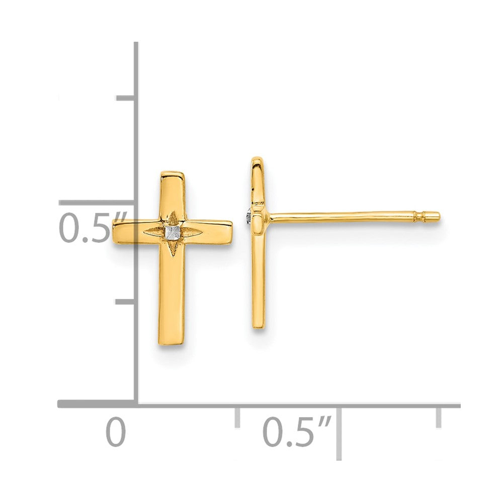 10k and White Rhodium Cross Post Earrings