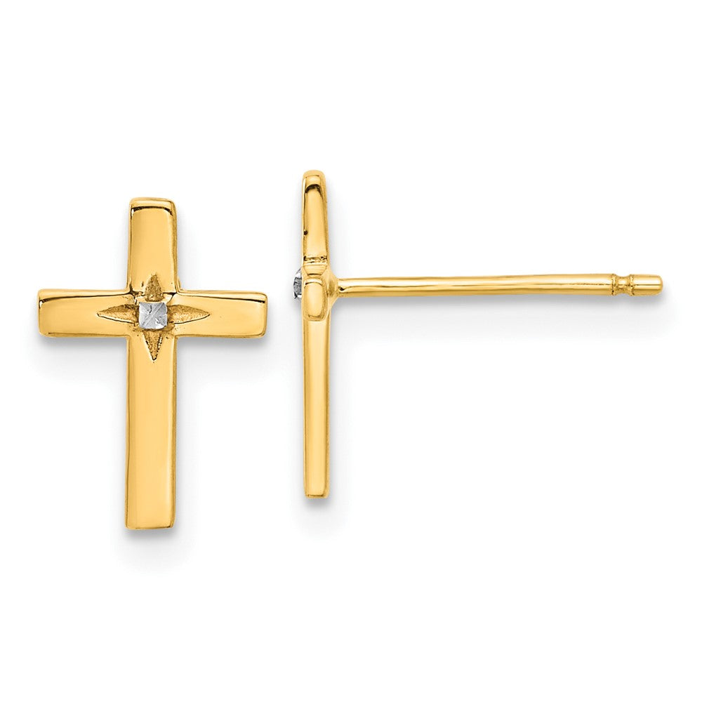 10k and White Rhodium Cross Post Earrings