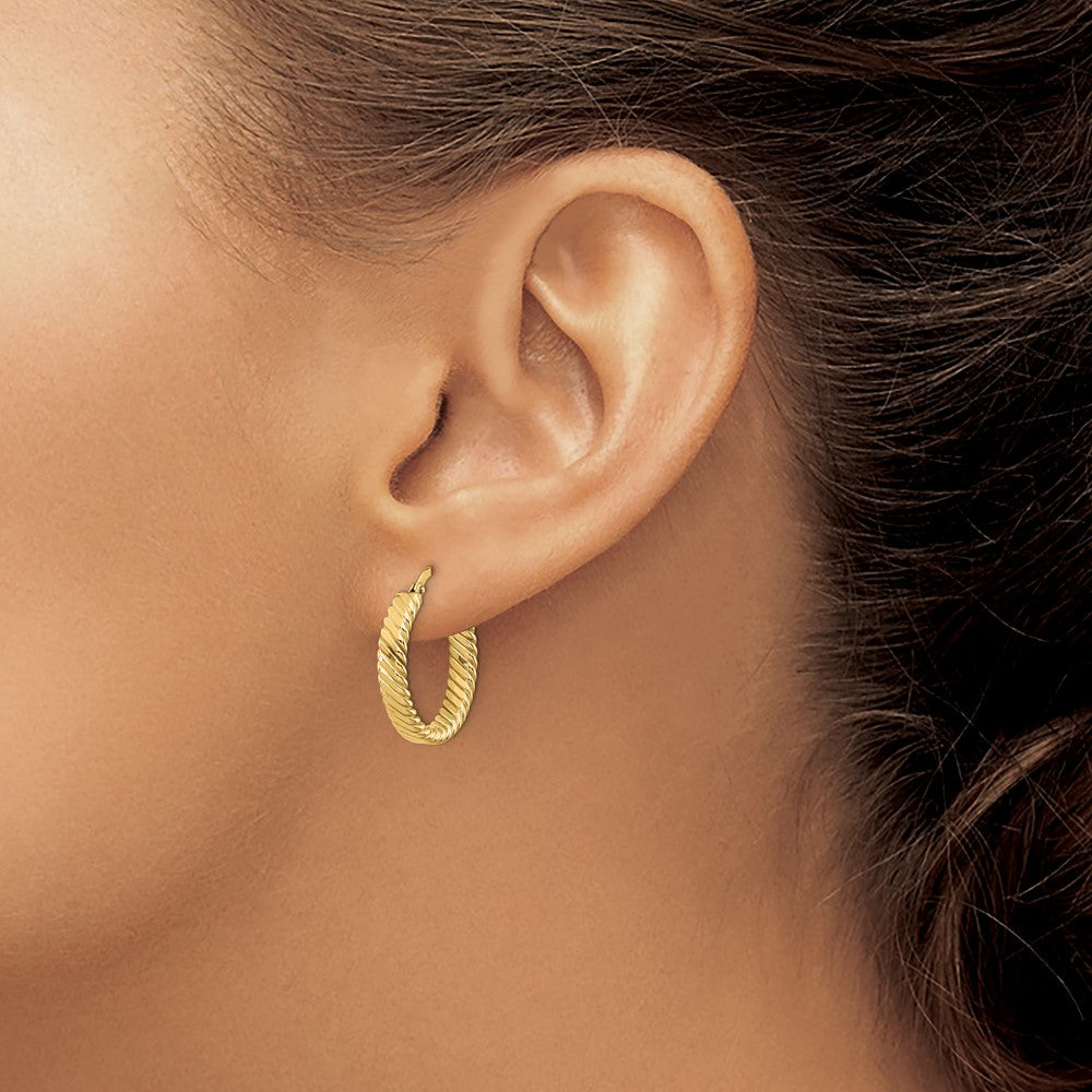 10k Small 3mm Patterned Hoop Earrings