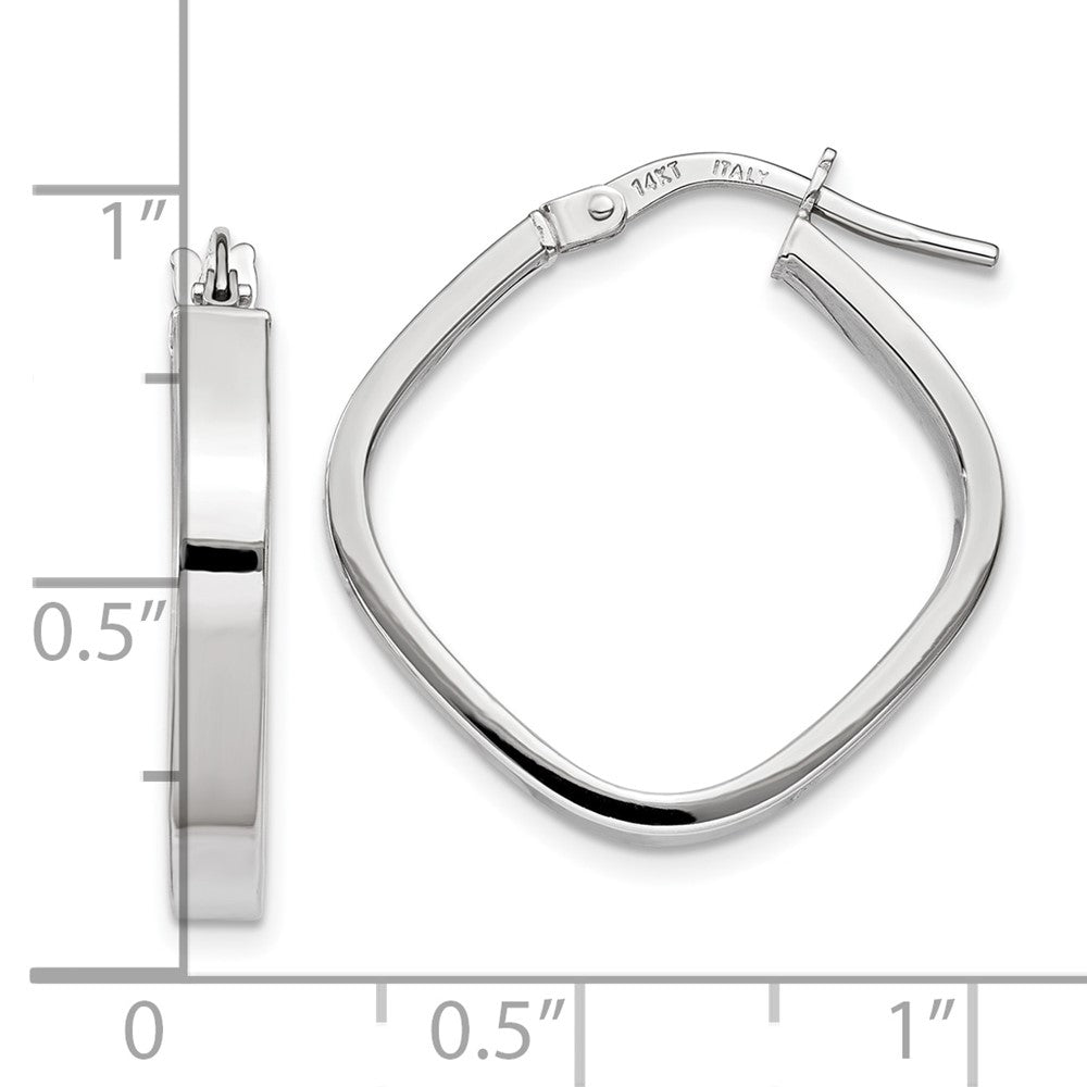 10K White Gold Flat Edge Square Hoop Earrings