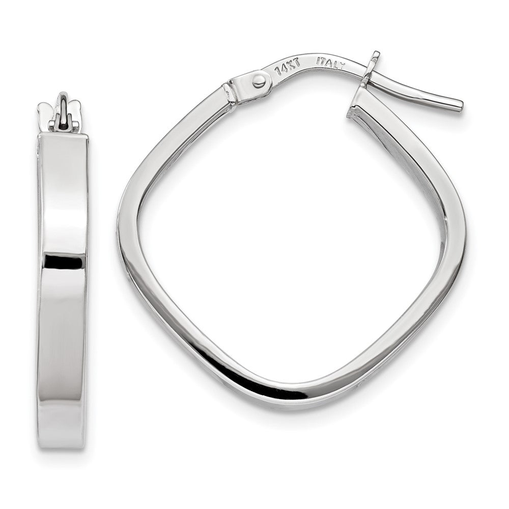 10K White Gold Flat Edge Square Hoop Earrings