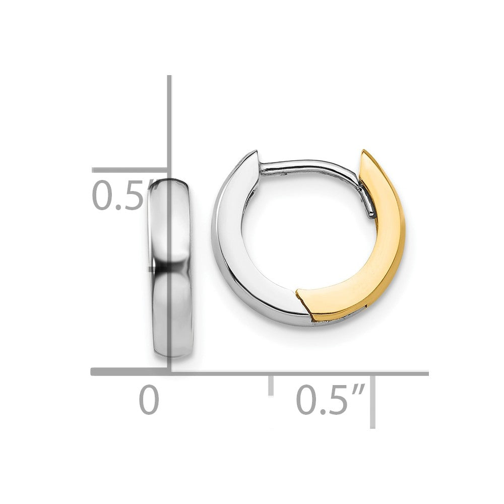 10k Two-tone 2.5mm Round Hinged Hoop Earrings