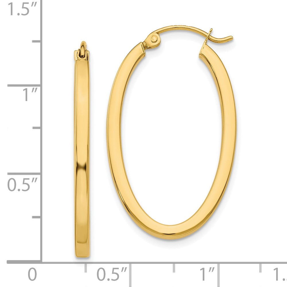 10k 2mm Oval Hoop Earrings
