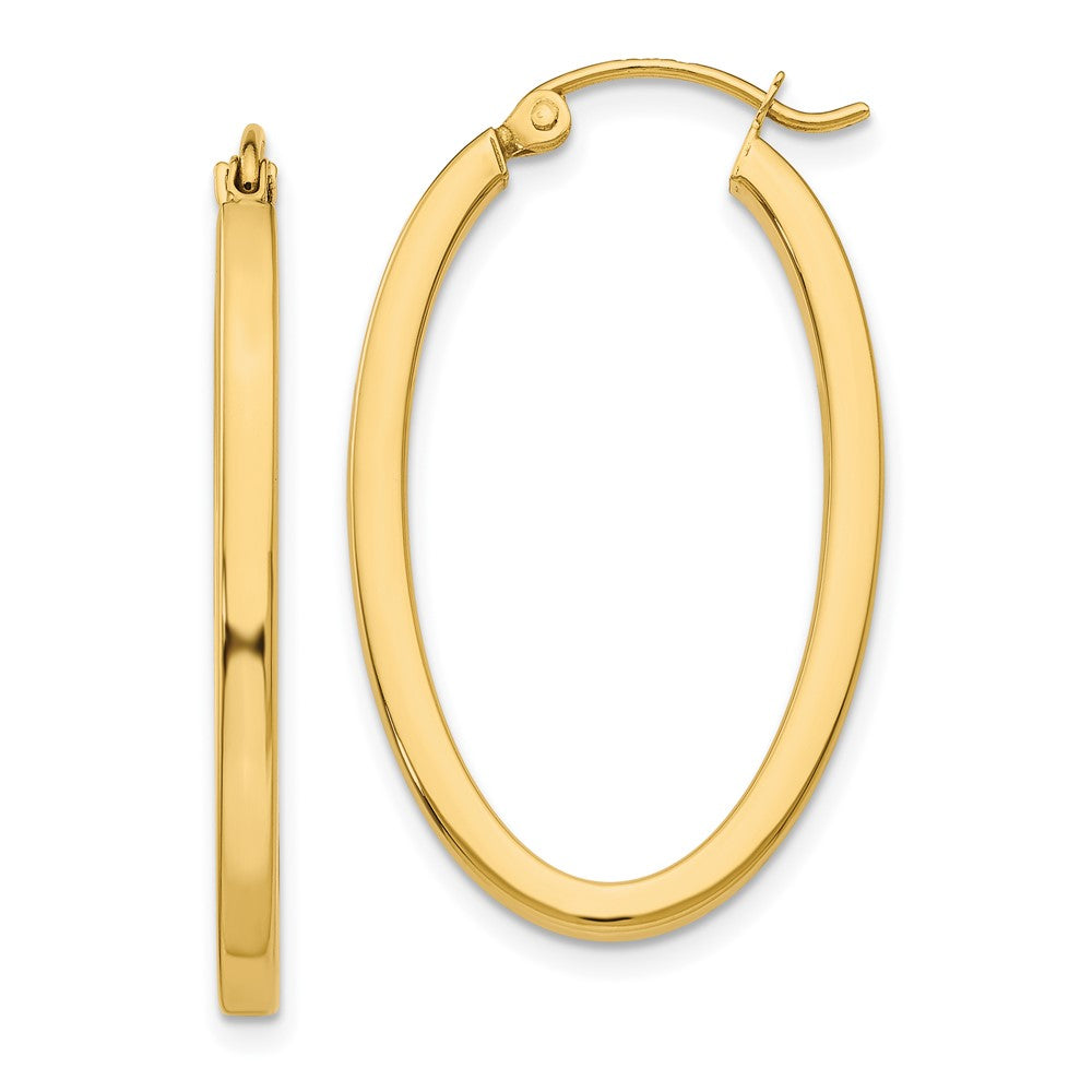 10k 2mm Oval Hoop Earrings