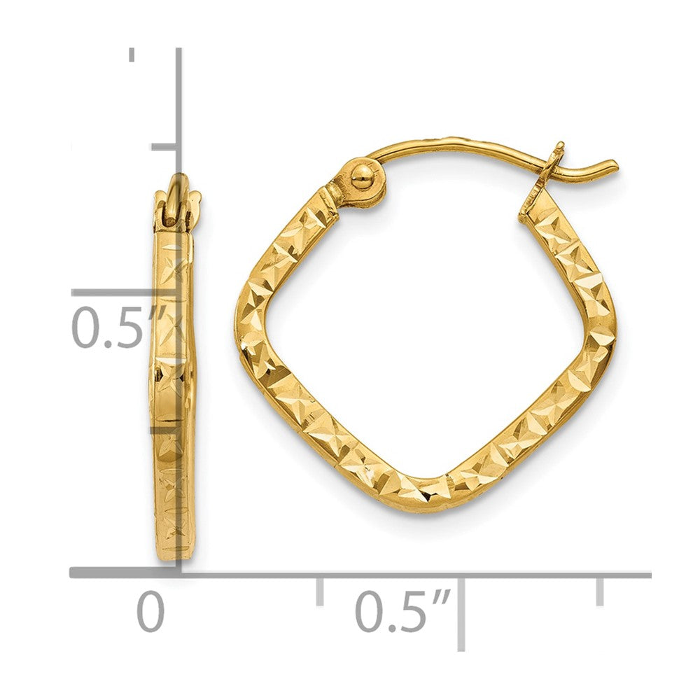 10K Diamond Cut Squared Hoop Earrings