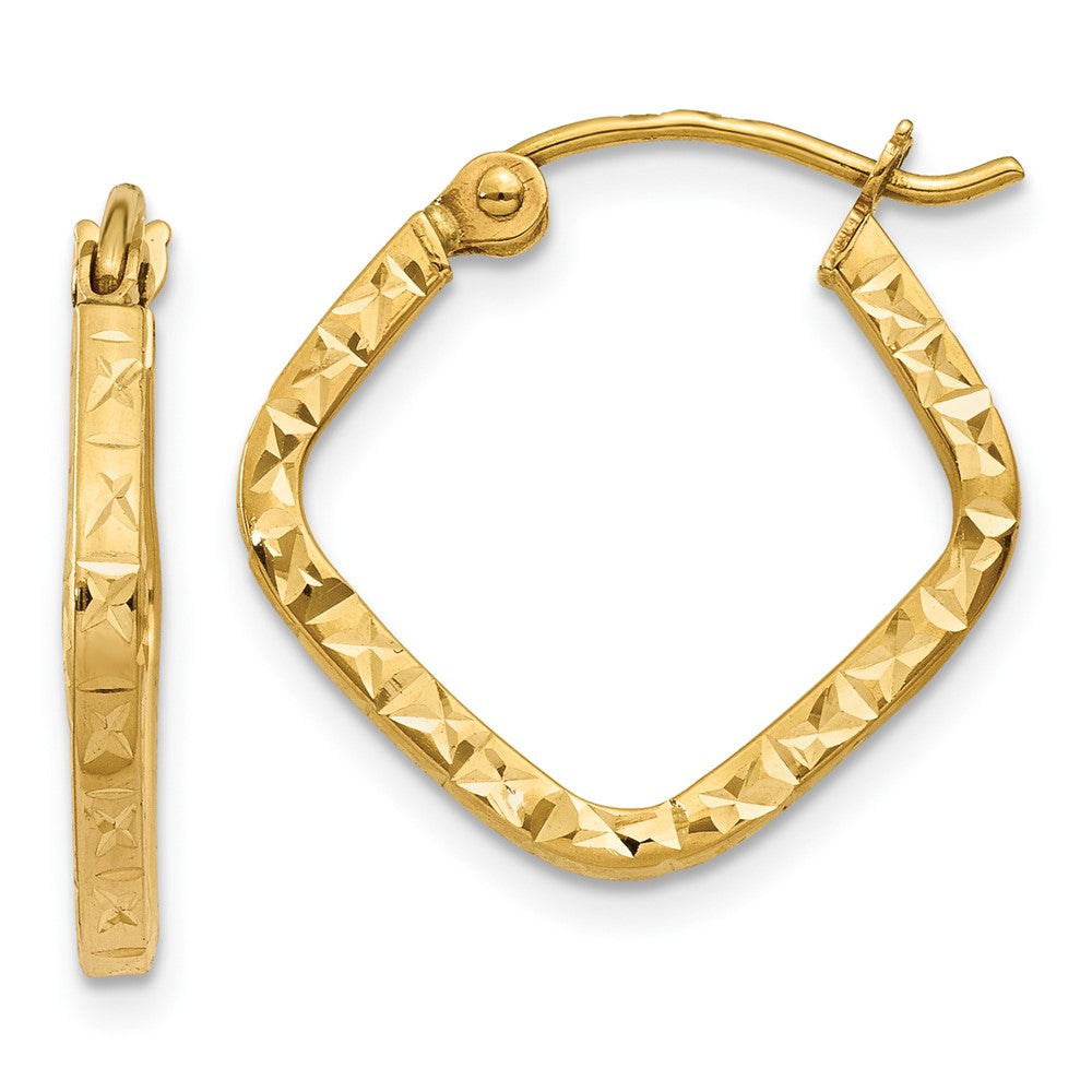 10K Diamond Cut Squared Hoop Earrings