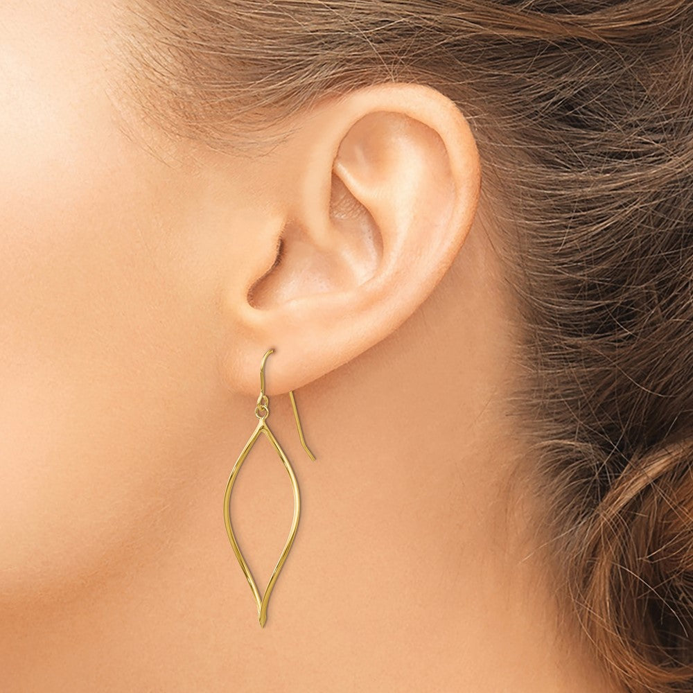 10k Polished Twisted Oblong Dangle Earrings