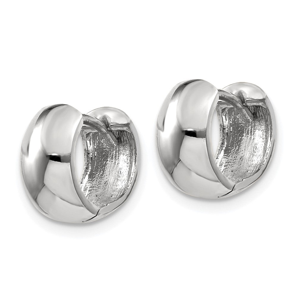 10k White Gold Round Hinged Hoop Earrings