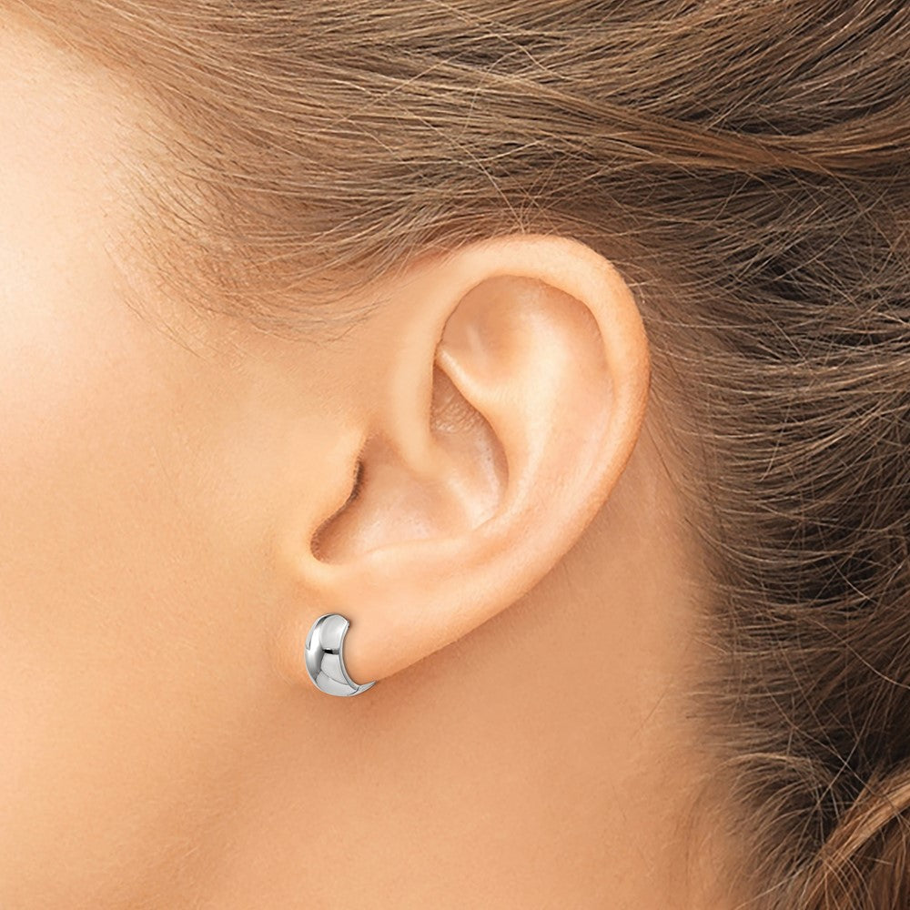 10k White Gold Round Hinged Hoop Earrings