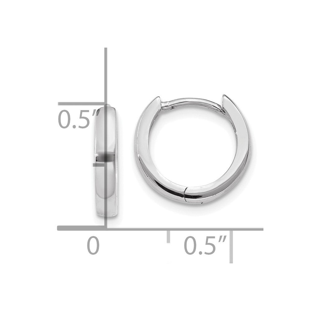 10K White Gold 1.8mm Hinged Hoop Earrings
