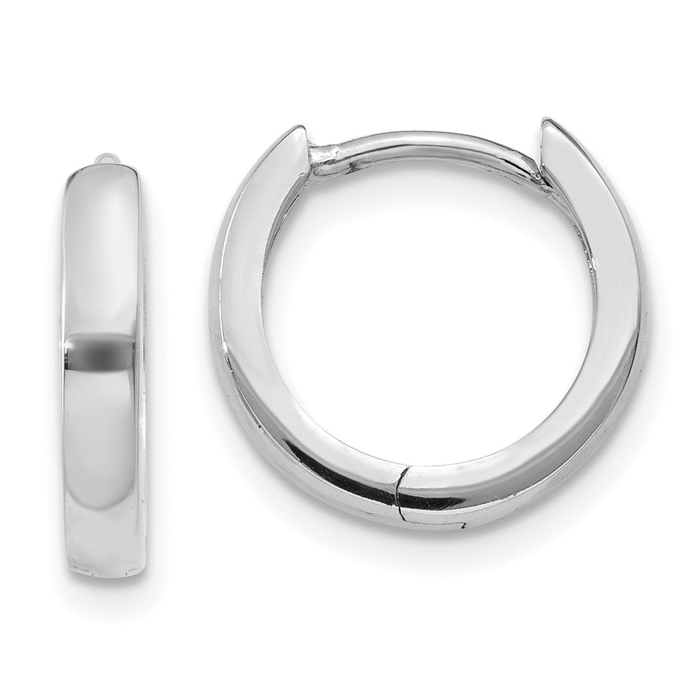 10K White Gold 1.8mm Hinged Hoop Earrings