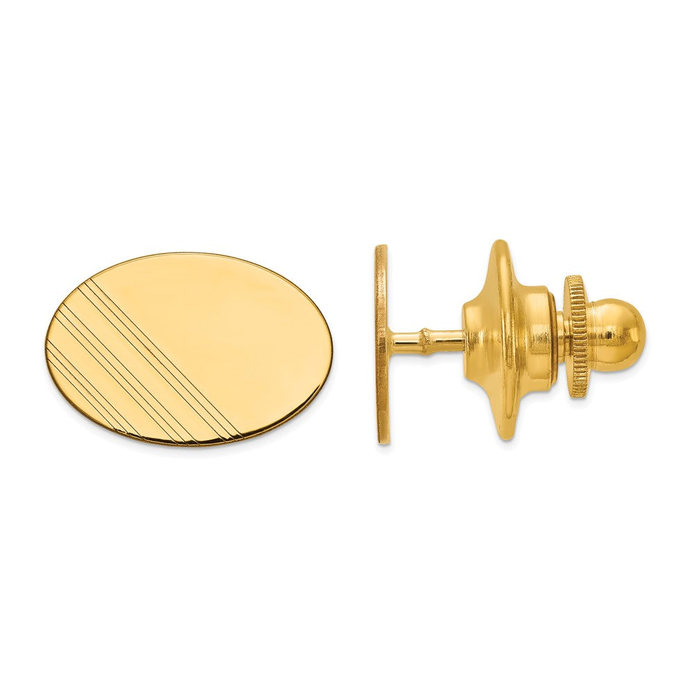 10k Men's Oval w/Line Design Tie Tac
