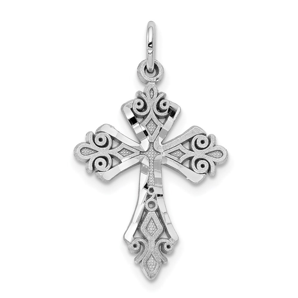 Casted;Diamond-cut;Polished;10K White gold;Textured