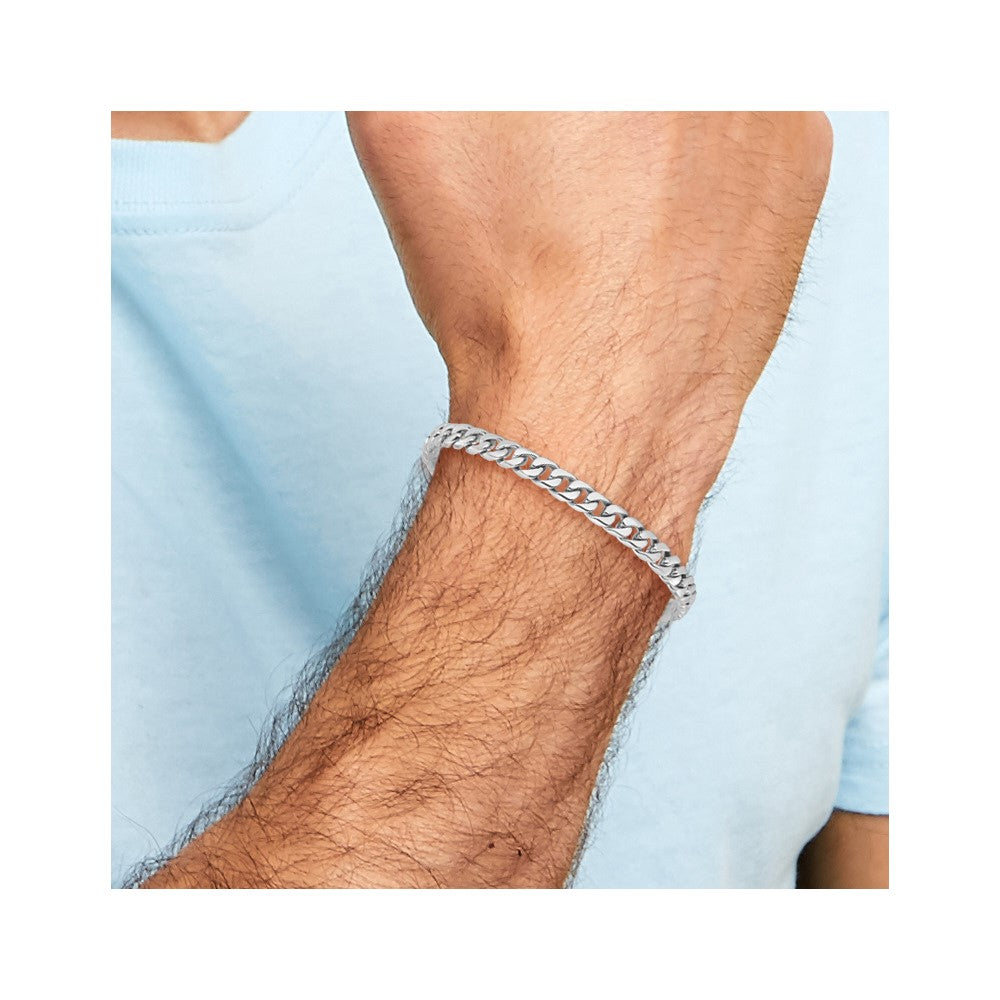 10k WG 6.8mm Hand-polished Flat Beveled Curb Link Bracelet