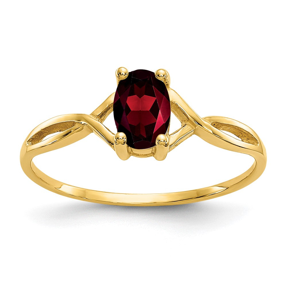 Polished;10K Yellow gold;Genuine;Garnet;Prong set;Oval