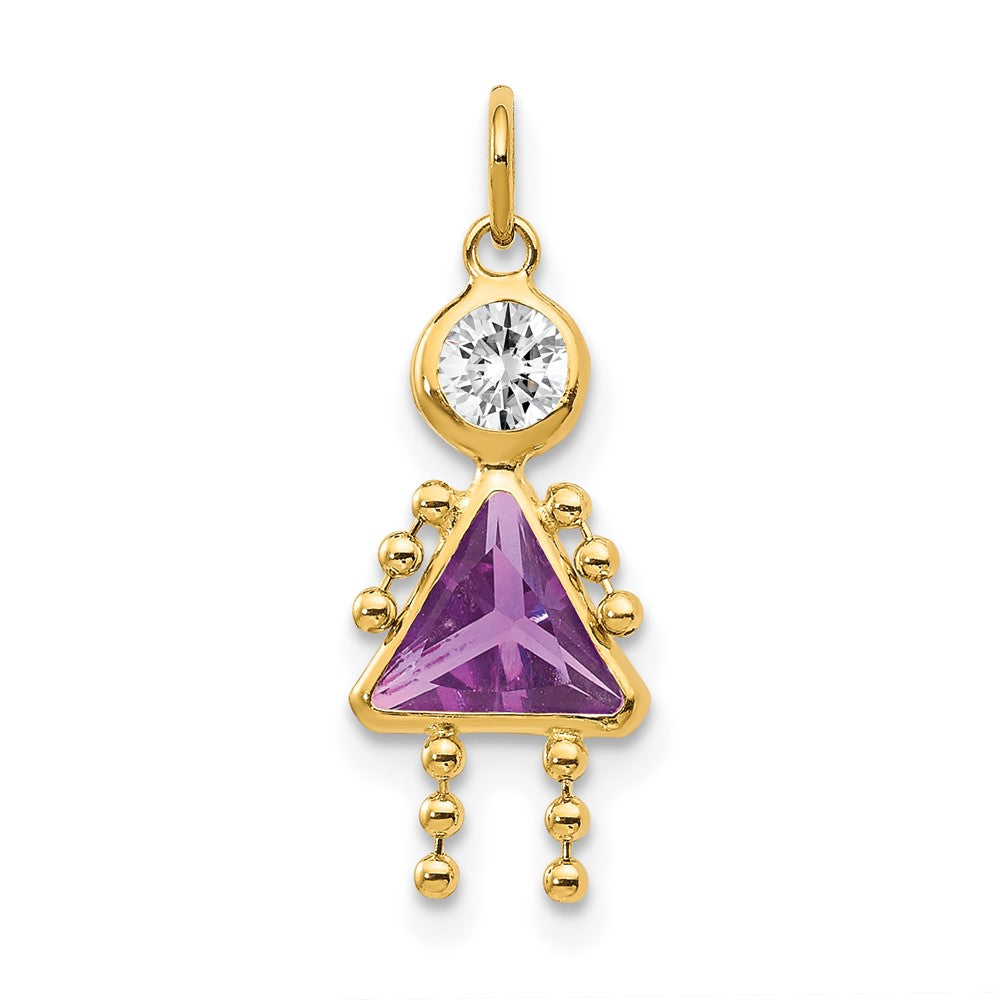 Polished;10K Yellow gold;Purple;Synthetic stone