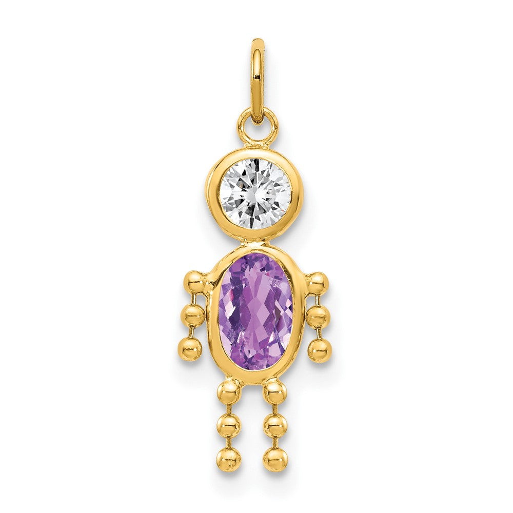 Polished;10K Yellow gold;Purple;Synthetic stone