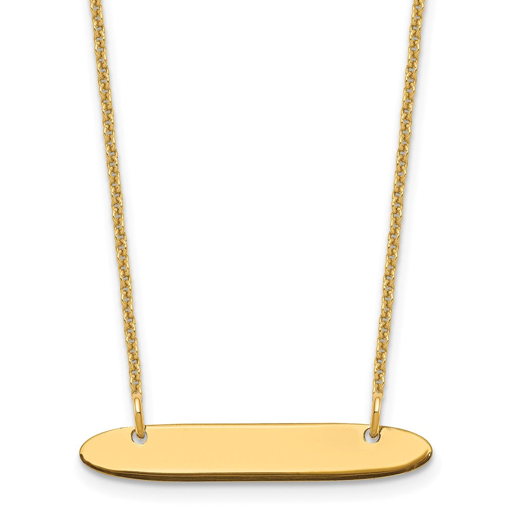 10k  Yellow Gold Small Oblong Blank Bar Necklace