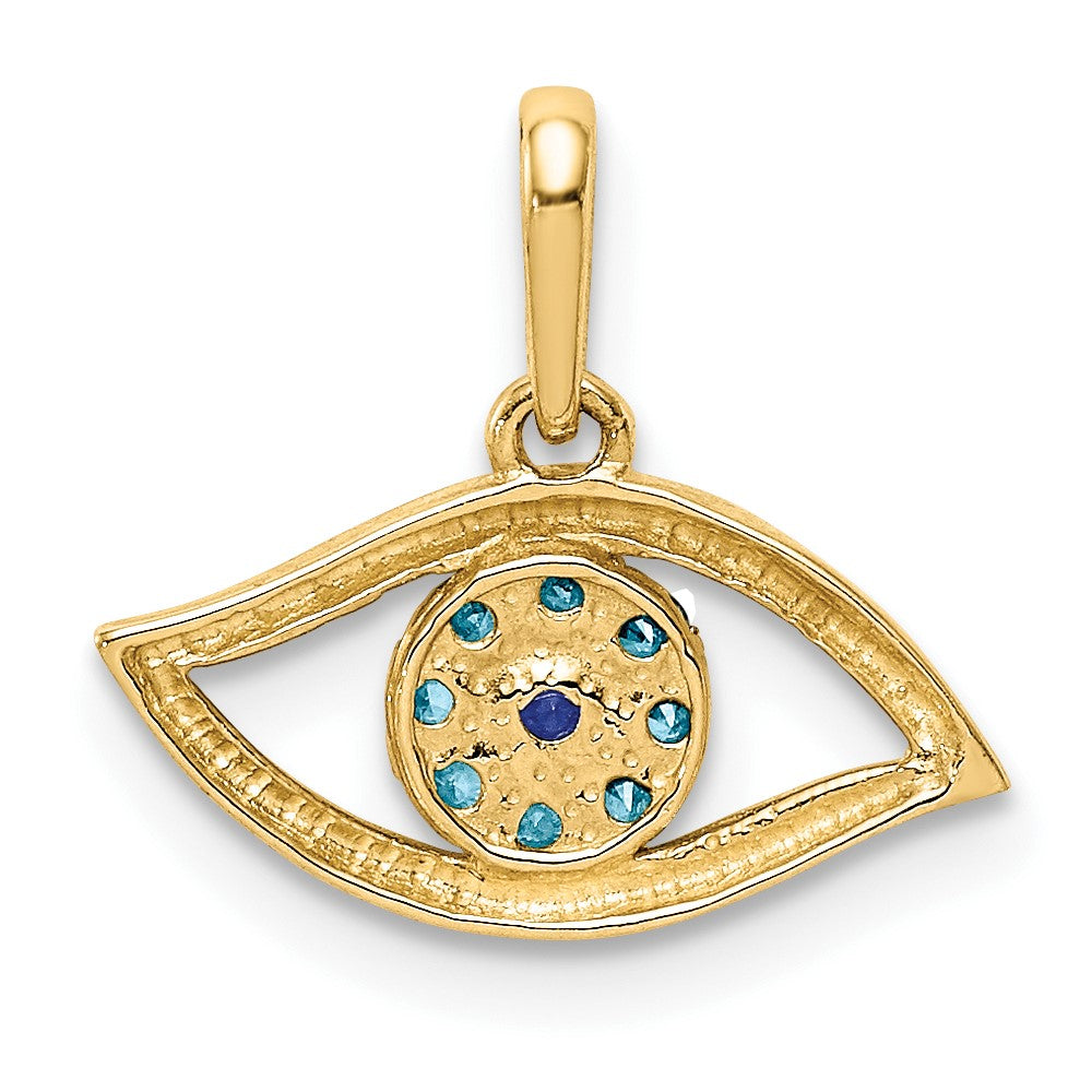 10K Blue CZ Eye Pendant