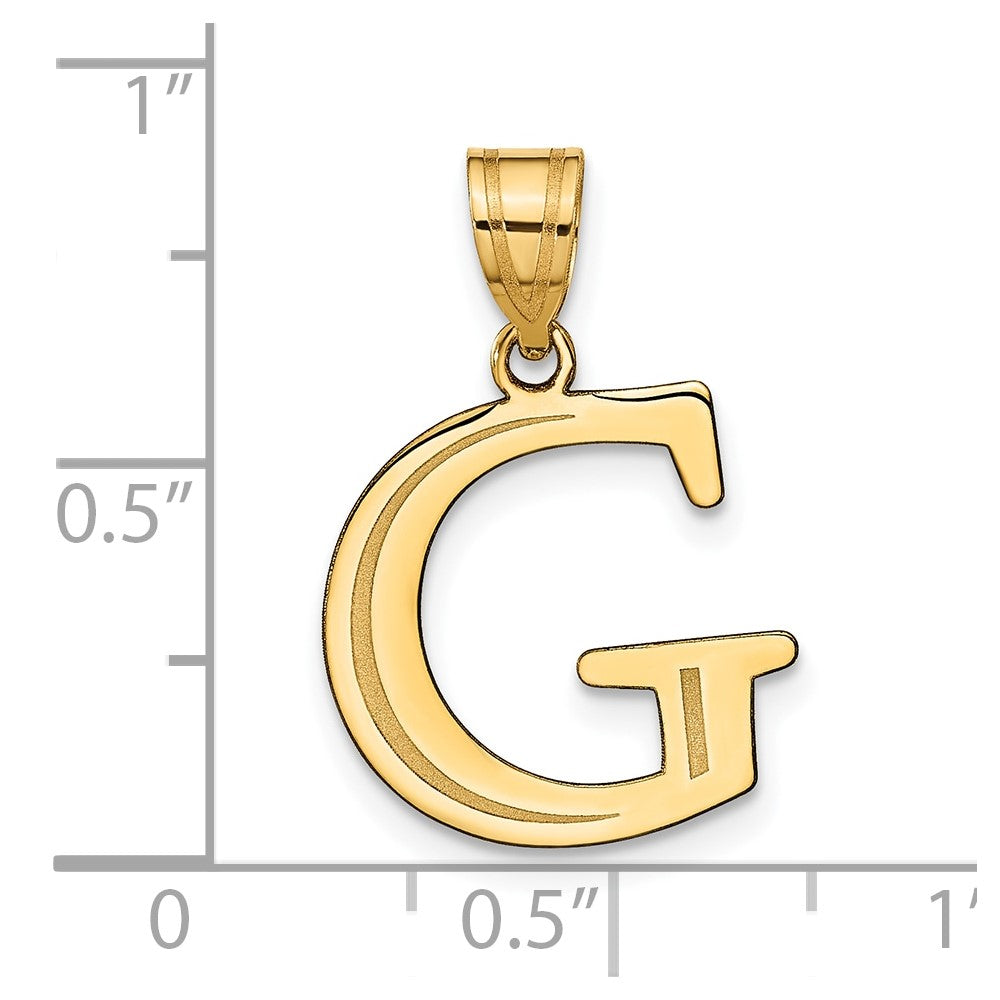 10K Polished Etched Letter G Initial Pendant